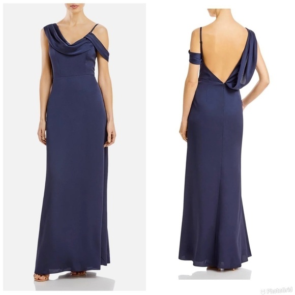 Aqua One Shoulder Maxi Evening Dress - Picture 1 of 11